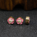 wholesale Gold-plated 925 Silver Enamel Peach Blossom and Plum Blossom Flower Bead with Openwork Spacer, Traditional Craft DIY Jewelry Bracelet Stringing Accessories-0-6
