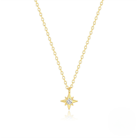 wholesale 925 Sterling Silver Hot-selling Classic Octagram Zircon Inlaid Light Luxury Collarbone Necklace,ins-Gold 925 silver