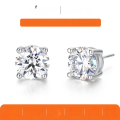 wholesale S925 Sterling Silver Four-Prong Moissanite Stud Earrings for Women, Minimalist and Versatile Design, Hot-Selling Cross-Border Ready-to-Ship Wholesale-0-0