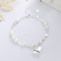wholesale S925 Sterling Silver Korean-style Creative Pearl Geometric Broken Silver Design Sense Heart Necklace for Women-0-2