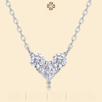 wholesale S925 Sterling Silver Pendant Moissanite Love in the Moment Necklace New Women's Fashion Luxury Collarbone Chain Source Spot Goods-Moissanite*3 pieces