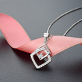 wholesale S925 Sterling Silver Diamond-Encrusted Necklace, Creative Design Pendant, Women's Rhombus Patchwork Collarbone Chain-0-0