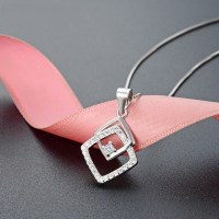 wholesale S925 Sterling Silver Diamond-Encrusted Necklace, Creative Design Pendant, Women's Rhombus Patchwork Collarbone Chain-Single Pendant - Without Chain 925 Silver