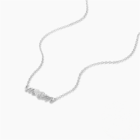 wholesale S925 Sterling Silver Heart-shaped Mama Pendant Choker Necklace With Crystal Accents-Platinum 925 silver