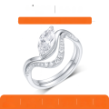 wholesale 925 Silver Gold Moissanite Suite Ring Marquise Main Stone Stackable Design Sense Women's Popular Style Independent Site Best-Seller-0-0