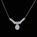wholesale 925 Silver Tide Small White Royal Princess Zircon Necklace, Light Luxury Small Design High-End Fashion Versatile Collarbone Chain-0-1