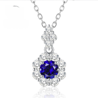 wholesale S925 Silver Floral Pendant Necklace, 05ct Daily Exquisite Fashion Bud Design Collarbone Chain for Women 40+5cm-N273 Hailan 925 silver