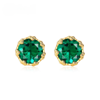 wholesale S925 Sterling Silver New Fashionable Light Luxury Retro Lab-Grown Emerald Stud Earrings for Women Wholesale from Manufacturer-10K gold + swimming paint  925 silver