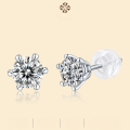 wholesale S925 Sterling Silver Minimalist Luxury Earrings for Women, Elegant Wedding Fashion Premium Moissanite Simple Six-Prong Stud Earrings-0-0