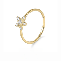 wholesale S925 Sterling Silver Five-Pointed Star Ring with Moissanite, Golden Dawn Series Small Hollow-Out Design Diamond Ring-Small Moissanite Ring  US Size 7 (Domestic Size 15)