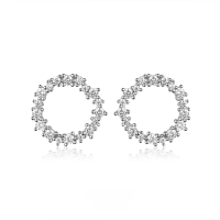 wholesale 925 Sterling Silver Earrings with Zirconia Irregular Hoop Stud Earrings for Women, Minimalist and Luxury Style-Platinum 925 silver