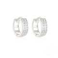 wholesale S925 Sterling Silver Double Row Zircon Inlaid Minimalist Fashion Ear Hoops,-0-6
