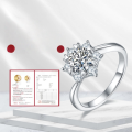 wholesale S925 sterling silver inlaid with 1-carat moissanite snowflake ring, ready-to-ship wholesale silver jewelry for wedding-0-0