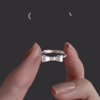 wholesale S925 Sterling Silver Handmade Filigree Bow Runaway Princess Ring for Women, Fashion Niche Design Open Adjustable Ring-Bow Ring Adjustable opening