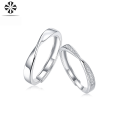 wholesale S925 Silver Moissanite Couple Ring Adjustable Mobius Ring Trendy Fashion Jewelry Ready Stock Wholesale-0-1