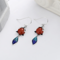 wholesale S925 Sterling Silver Resin Craft Fox Red Agate Earrings Retro National Tide Style Fashion Earrings for Women-0-0