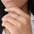 wholesale S925 Sterling Silver Mini Teardrop Heart-shaped Zircon Open Ring,-0-2