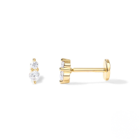 wholesale S925 Sterling Silver Rhinestone Evil Eye Flat Threaded Cartilage Ear Stud, Small Snake Smiley Ear Crawler-Single gold-style 2