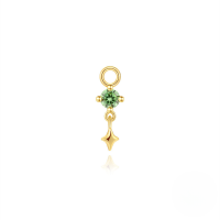 wholesale S925 Sterling Silver Geometric Tassel Earrings With Zircon And Bead Charms-Single gold #3&gt;925 silver