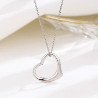 wholesale S925 Sterling Silver Hollow-Out Heart Minimalist Pendant Necklace, Fashionably Simple, Niche, Elegant, and Design-Forward Collarbone Chain-Watching Heart Necklace 925 Silver