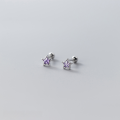 wholesale S925 silver colorful five-pointed star ear studs, ear cartilage piercings with diamond inlay, star light beads, and threaded earrings M01161-0-11
