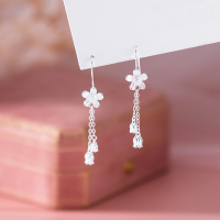 wholesale S925 Sterling Silver Fresh and Sweet Ins Style Niche Exquisitely Designed Lily of the Valley Tassel Ear Hook M06424-S925 silver pair gold 925 silver