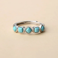 wholesale Metal material, ethnic style ring new design high-end natural raw turquoise geometric ring fashion versatile niche vintage-inspired ring-0-1