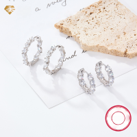 wholesale Metal material: 925 Sterling Silver Fashionable and lightweight luxury high-end earrings for women, full circle irregular zirconia ear hoops, cross-border hot-selling jewelry-Irregular earrings 925 silver