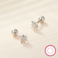 wholesale S925 Sterling Silver Eight-Pointed Star Screw Ear Studs, Exquisite and Compact, Unique and Trendy, Niche Design, Versatile Earrings-0-2