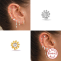 wholesale S925 Sterling Silver Flower Diamond Flat Threaded Cartilage Ear Piercing-0-1