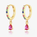 wholesale S925 Sterling Silver INS-style Cross-Border Bestseller Dripping Hoop Earrings with Colorful Diamonds-0-4