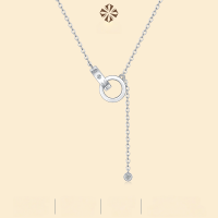 wholesale S925 Sterling Silver Moissanite Interlocking Pendant Necklace for Women with Chain, Ready to Ship-Necklace 925 Silver