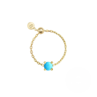 wholesale S925 Sterling Silver Light Luxury Set With Simulated Zircon Zirconia Adjustable Open Ringins Trendy Jewelry-Gold round-turquoise Adjustable opening