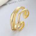 wholesale S925 Sterling Silver Korean Style Minimalist Multi-Layer Line Design Trendy Open Adjustable Ring-0-1