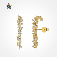 wholesale S925 Sterling Silver High-End Light Luxury Women's Earrings, Exquisite Round Zircon Row Diamond Design, Fashionable and Versatile Bar-Type Ear Accessories for Women-DY1D0375-SG-WH 925 silver