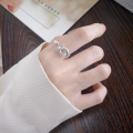 wholesale S925 Sterling Silver Korean Style Fashion Cross-Border Geometric Minimalist Circle Ins Trend Adjustable Ring-0-3