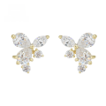 wholesale 9K Gold Japanese Fresh Academic Style Floral Zircon Stud Earrings-0-0