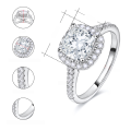 wholesale 18K Gold Plated Sterling Silver Cross-Border Sourcing Moissanite Ring for Women 2-Carat Cushion Cut Moissanite Engagement Ring-0-5