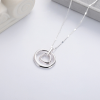 wholesale S925 Silver Cloud Tide Pavilion Fashion Minimalist Geometric Double Buckle Luxury Style Versatile Necklace for Women-YL612/approx. 4.5g 925 silver