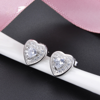 wholesale S925 Silver Korean and Japanese Minimalist Fresh Style Earrings with Zirconia Heart Studs, Forest-Inspired Women's Silver Jewelry Wholesale-Earrings-Not with Tremella Plugs>925 Silver