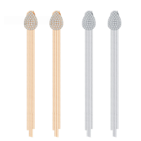 wholesale S925 Sterling Silver New Cross-Border Moissanite Full Diamond Teardrop Tassel Earrings, Fashionable High-End Two-Way Wear Earrings-0.42 carat moissanite (champagne gold) earrings  925 silver