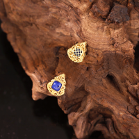 wholesale Gold-plated S925 Silver Natural Lapis Lazuli Bracelet Necklet Braiding String Beaded Handmade DIY Spacer Parts-Square Lapis Lazuli