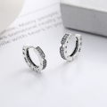 wholesale S925 Sterling Silver Classic Roman Numeral Mixed Zircon Ear Clasp, Rui Li Magazine Style Versatile and Personalized Earrings-0-0