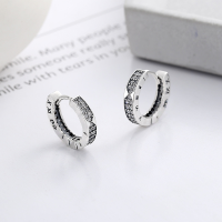 wholesale S925 Sterling Silver Classic Roman Numeral Mixed Zircon Ear Clasp, Rui Li Magazine Style Versatile and Personalized Earrings-223FR/approximately 3.2 g/pair 925 silver