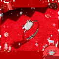 wholesale S925 Sterling Silver White Shell Deer Ring for Women, Exquisite and Cute, Small Design with a High-End Feel, Christmas Gift-0-0