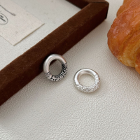 wholesale 3D Hard Silver Accessories, Chih Heng 999 Pure Silver Auspicious Cloud Pattern Circle Peace Buckle Pendant for DIY Braided Cord Bracelet Necklace-Auspicious Cloud Pendant (Distressed)