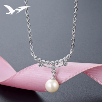wholesale S925 silver Korean fashion elegant and trendy pearl collarbone chain for women, creatively simple with shell pearl, wholesale-Fashion necklace>925 silver