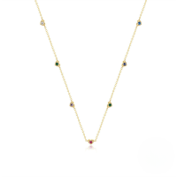 wholesale S925 Sterling Silver Heart-shaped Colorful Zircon Earrings Necklace Bracelet Jewelry Set-Gold-Necklace 925 Silver