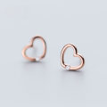 wholesale S925 Silver Korean-style Fashion Minimalist Heart Stud Earrings, Simple and Elegant Diamond-Embedded Heart-shaped Ear Accessories E8634-0-0