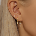 wholesale S925 Sterling Silver Marquise Teardrop Zircon-encrusted Halo Earrings With Detachable Drop Ear Cuff Set-0-2
